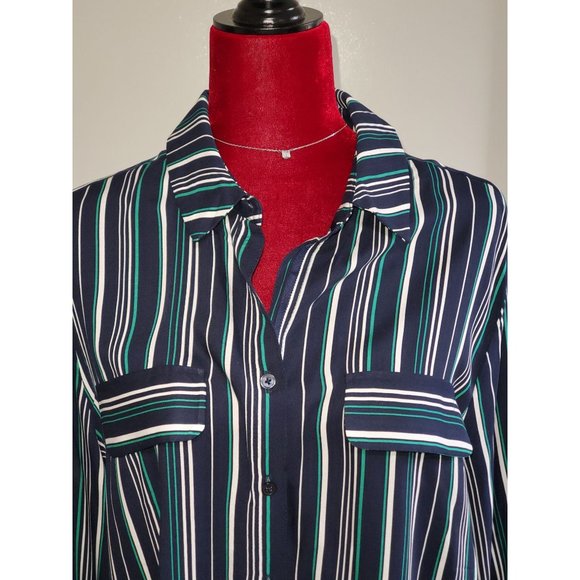 New with tag Chico's stripes botton down  lightweight shirt size 3 XL 1058 - Picture 2 of 9